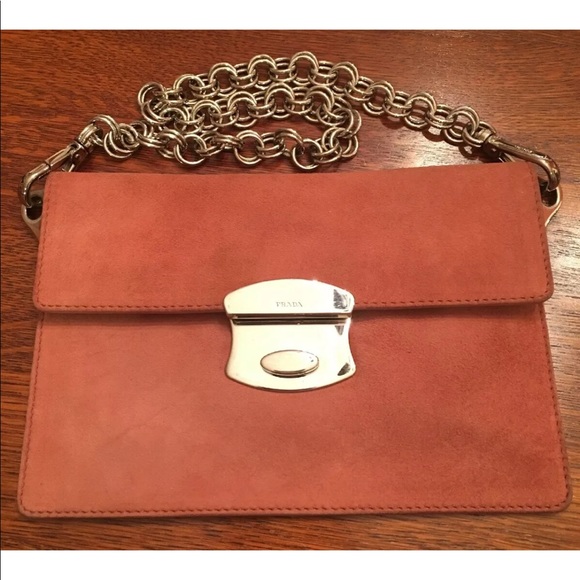 Prada Handbags - Auth Prada Scamosciato Sound Bag Suede with Silver